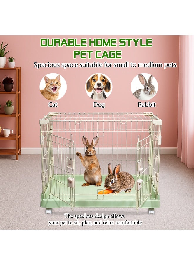 NNC PETS Cat Kennel with Rolling Wheels, Spacious Design, Strong Metal Frame, Large Front Door, 71 cm Dog Cage, Rabbit Cage, Quick Assembly, Indoor-Outdoor Cat Crate, Ideal for small to medium Pets (Green) - Image 4