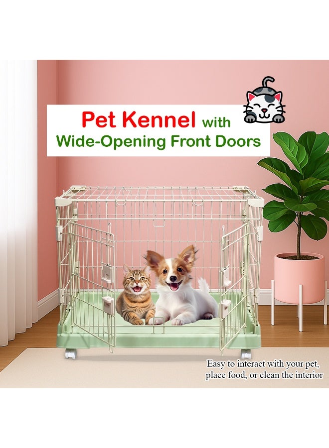 NNC PETS Cat Kennel with Rolling Wheels, Spacious Design, Strong Metal Frame, Large Front Door, 71 cm Dog Cage, Rabbit Cage, Quick Assembly, Indoor-Outdoor Cat Crate, Ideal for small to medium Pets (Green) - Image 5