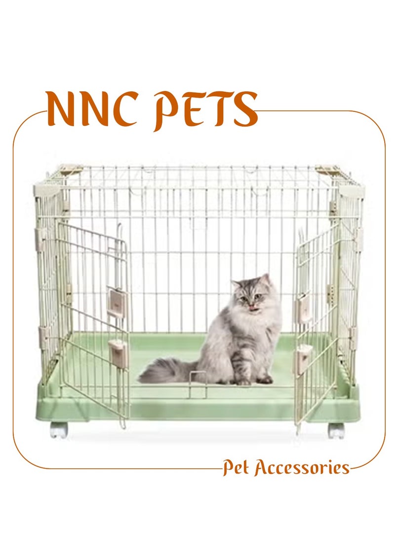 NNC PETS Cat Kennel with Rolling Wheels, Spacious Design, Strong Metal Frame, Large Front Door, 71 cm Dog Cage, Rabbit Cage, Quick Assembly, Indoor-Outdoor Cat Crate, Ideal for small to medium Pets (Green) - Image 1
