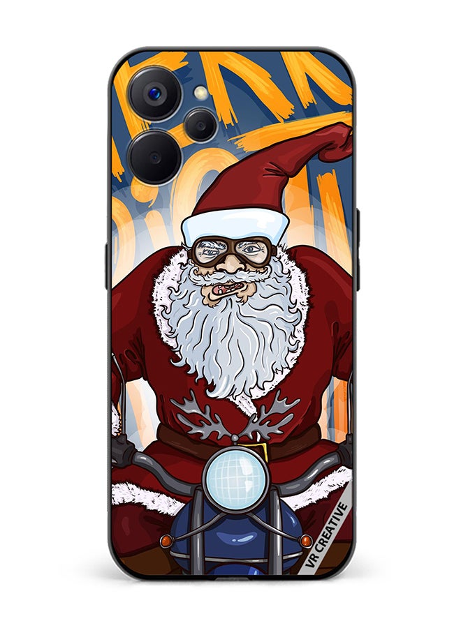 VR CREATIVE Protective Case Cover For Realme 10 5G Cartoon Christmas Postcard Santa Claus On Motorcycle Design Multicolour - Image 1