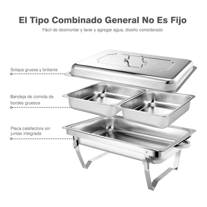 Orlenic Stainless Steel Chafing Dish Buffet Server with 2 Food Trays, Rectangular Catering Warmer for Restaurants, Hotels, Parties, Weddings, Banquets – Large Capacity Buffet Food Warmer - Image 4