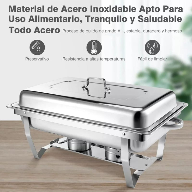 Orlenic Stainless Steel Chafing Dish Buffet Server with 2 Food Trays, Rectangular Catering Warmer for Restaurants, Hotels, Parties, Weddings, Banquets – Large Capacity Buffet Food Warmer - Image 3
