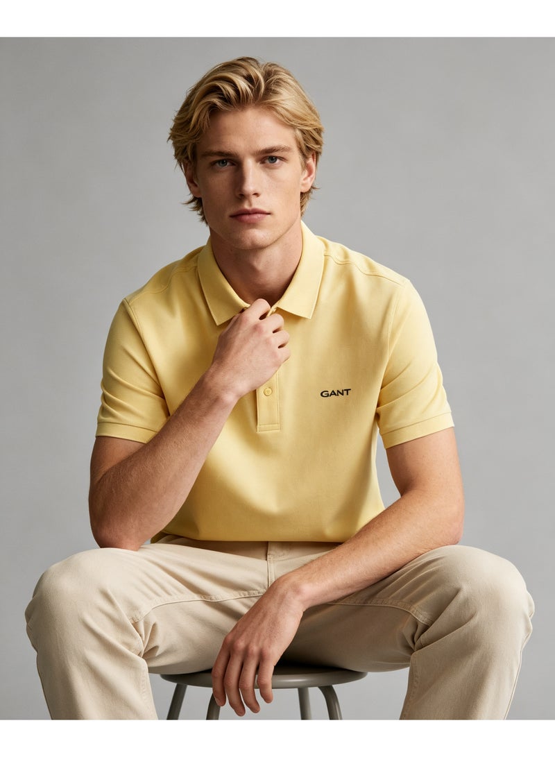 GANT Unisex Short Sleeve Collared Polo Shirt Casual Daily Wear Top Yellow - Image 1