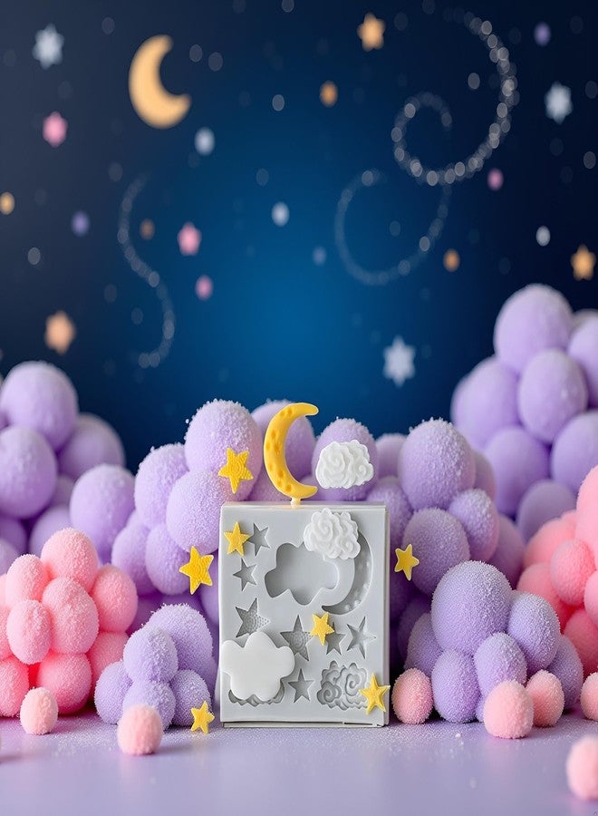 Rosojodg 1Pc Star Moon Clouds Shaped Silicone Fondant Molds, Candy Chocolate Molds for DIY Cake Fondant Cookie Cloud Fondant Mold Moon For Candy Baking Sugar Cakes Decorating Candy Making Supplies - Image 4