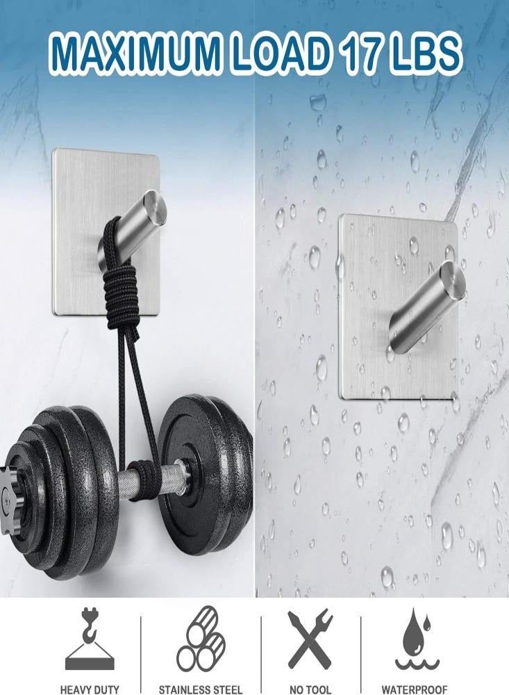 6 Pcs Stainless Steel Nail Free Wall Hooks Towel Hanger Clothes Wall - Image 4