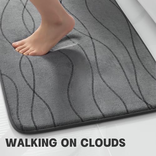 YIHOUSE Memory Foam Bathroom Rug Set, 3 Pieces - Dark Grey (Ultra Soft, Absorbent, Non-Slip, Machine Washable) - Image 3