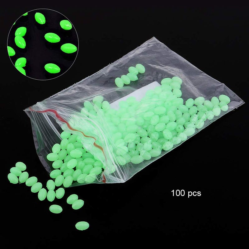 OriGlam 100pcs Plastic Luminous Glow Fishing Beads Eggs, Glow in The Dark, Assorted Plastic Oval Round Shaped Glow Eggs, Rubber Fishing Beads Plastic Rig Beads - Image 3