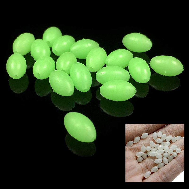 OriGlam 100pcs Plastic Luminous Glow Fishing Beads Eggs, Glow in The Dark, Assorted Plastic Oval Round Shaped Glow Eggs, Rubber Fishing Beads Plastic Rig Beads - Image 5