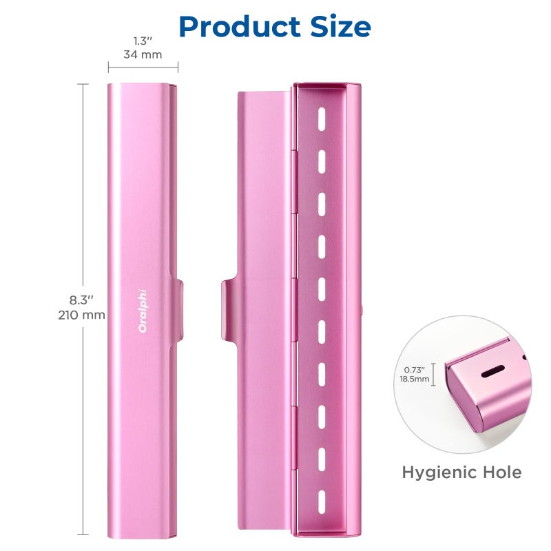 Oralphi Aluminum Toothbrush Travel Case, Portable Travel Toothbrush Holder, Durable Manual Toothbrush Box Container for Traveling, Bathroom, Camping, Business Trip-Pink - Image 5