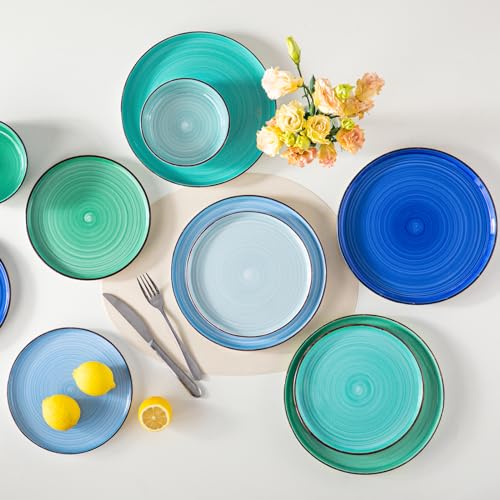 vancasso Bonita Dinnerware Sets 18 Pieces, Blue Stoneware Dishes Set for 6, Plates Set and Bowls Sets, Dishwasher and Microwave Safe - Image 5