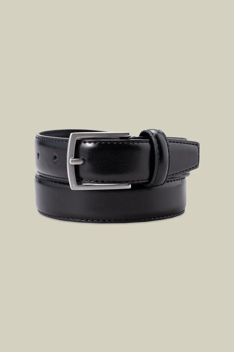 Doppelganger Classic men's belt in 100% leather with stitching - Black