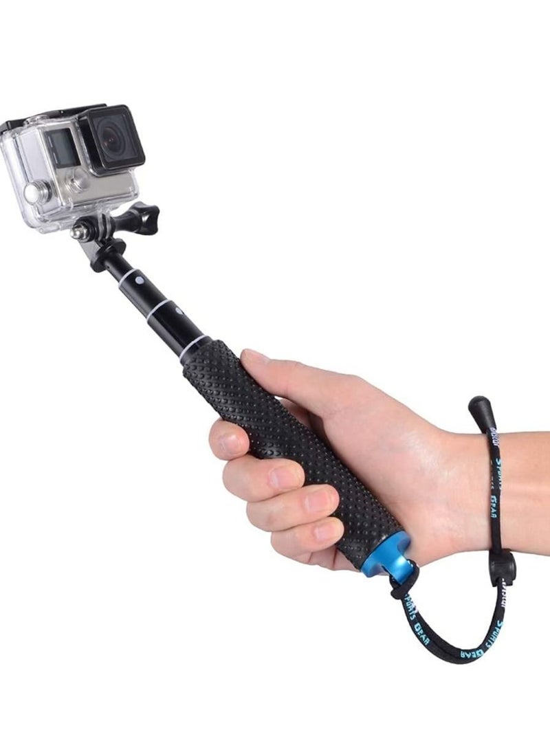 NIBEMINENT Selfie Stick, 19" KASTWAVE Waterproof Hand Grip Adjustable Extension Monopod Pole Fit for GoPro Hero (2018) 7 6 5 4 3+3 2 1 Session, AKASO Xiaomi Yi SJCAM SJ4000 SJ5000 SJ6000 More (Blue) - Image 1