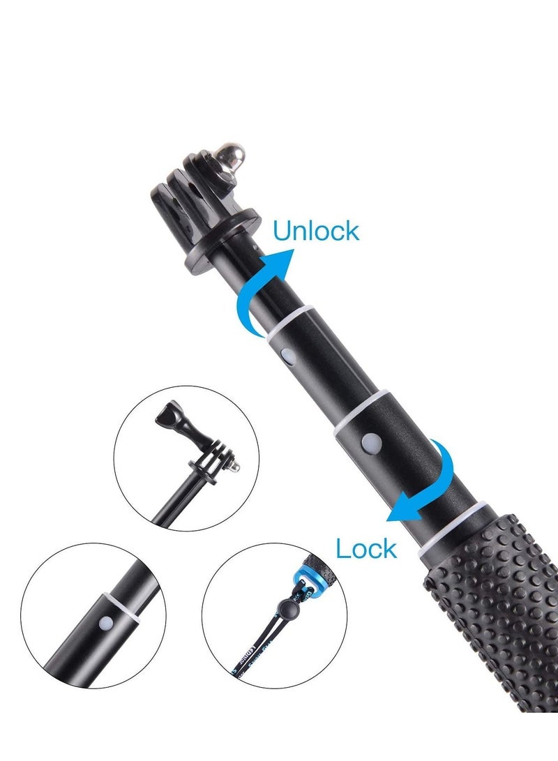 NIBEMINENT Selfie Stick, 19" KASTWAVE Waterproof Hand Grip Adjustable Extension Monopod Pole Fit for GoPro Hero (2018) 7 6 5 4 3+3 2 1 Session, AKASO Xiaomi Yi SJCAM SJ4000 SJ5000 SJ6000 More (Blue) - Image 4