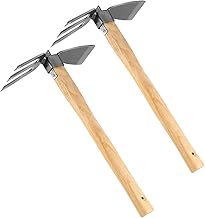 SENJEOK SENJEOK 2 PCS Hoe and Cultivator Hand Tiller, Heavy Duty Dual Headed Weeding Tool, HoeÃ‚Â GardenÃ‚Â Tool with Carbon  - Image 1