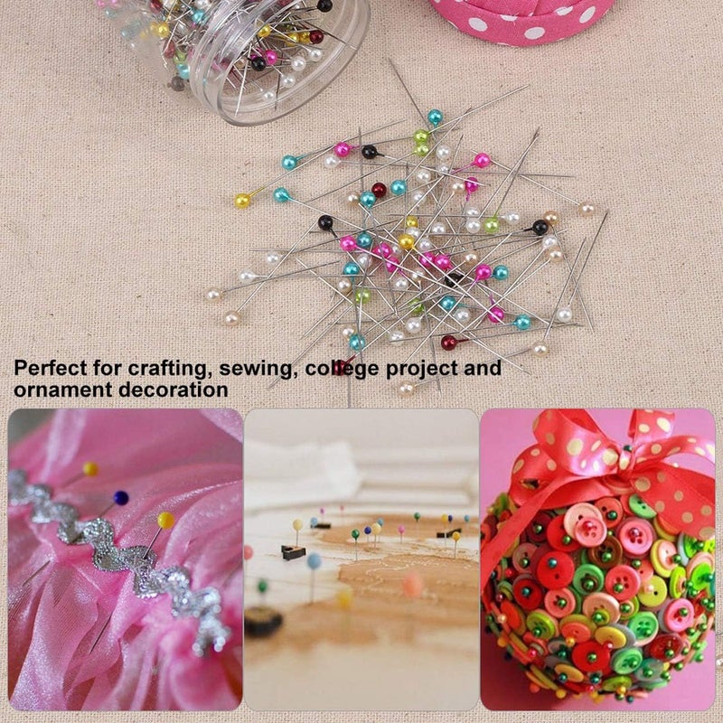 klarako 500Pcs Pearl Needles Quilting Pins Packed in Pink Fabric Covered Pin Cushion Bottle Wedding Decorating Tool Sewing Crafts - Image 4