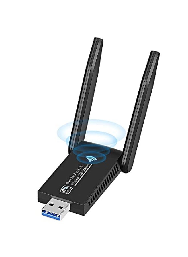 لينجي محول واي فاي لاسلكي USB 1300Mbps ثنائي النطاق 2.4/5Ghz، دونجل واي فاي مزدوج النطاق 5dBi للكمبيوتر/الكمبيوتر المكتبي/التابلت/اللابتوب، مقوي شبكة واي فاي  - Image 1