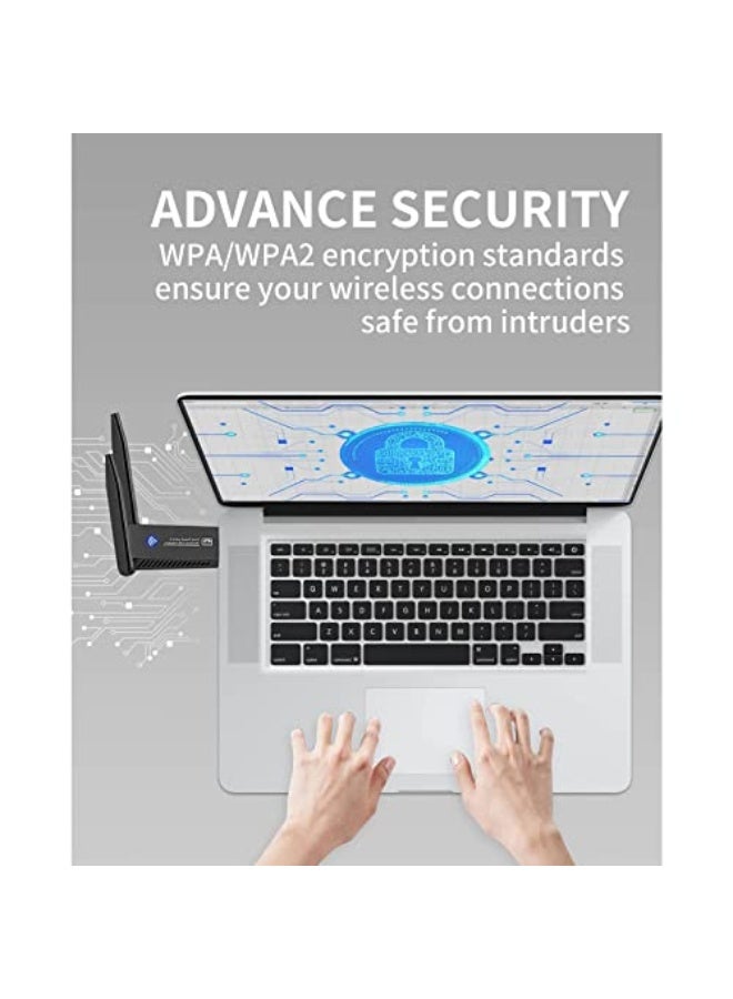 لينجي محول واي فاي لاسلكي USB 1300Mbps ثنائي النطاق 2.4/5Ghz، دونجل واي فاي مزدوج النطاق 5dBi للكمبيوتر/الكمبيوتر المكتبي/التابلت/اللابتوب، مقوي شبكة واي فاي  - Image 5