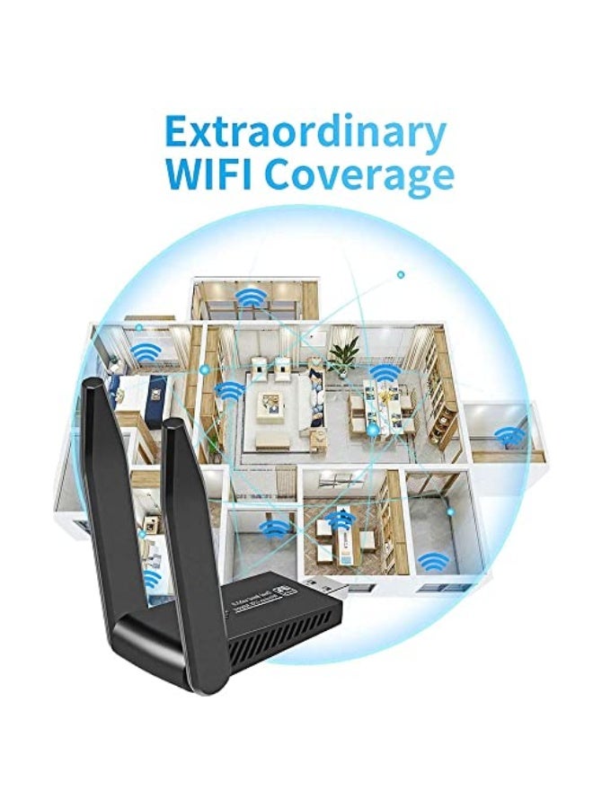لينجي محول واي فاي لاسلكي USB 1300Mbps ثنائي النطاق 2.4/5Ghz، دونجل واي فاي مزدوج النطاق 5dBi للكمبيوتر/الكمبيوتر المكتبي/التابلت/اللابتوب، مقوي شبكة واي فاي  - Image 2