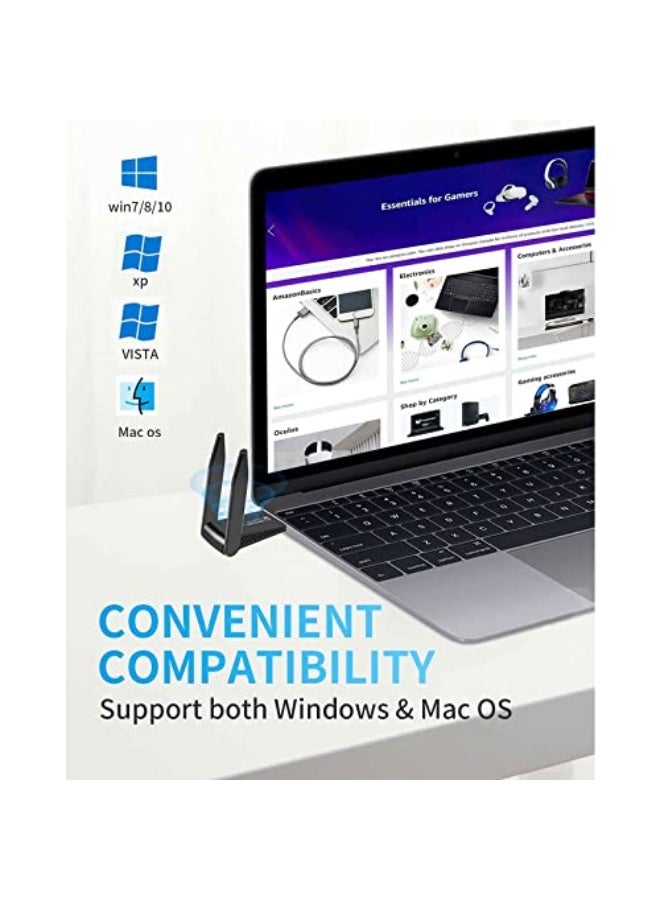 لينجي محول واي فاي لاسلكي USB 1300Mbps ثنائي النطاق 2.4/5Ghz، دونجل واي فاي مزدوج النطاق 5dBi للكمبيوتر/الكمبيوتر المكتبي/التابلت/اللابتوب، مقوي شبكة واي فاي  - Image 4
