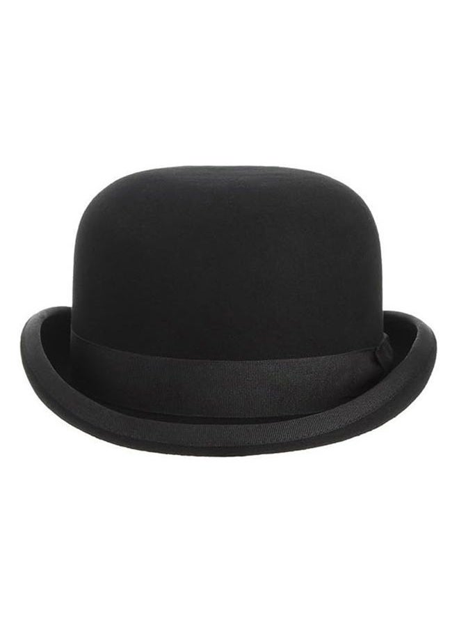 GEMVIE Black Derby Hat 100% Wool Theater Quality Hat Bowler Hat for Men Women Vintage Costumes, Black, 7 1/8 - Image 1