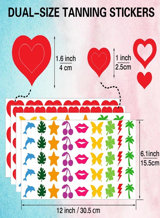 VANALIA Tanning Stickers for Body, 714Pcs Dual-Size Multi-Style Self Adhesive Removable Sunbathing Stickers, Perforated Heart Butterfly Star Tanning Bed Sticker for Women Kids Beach & Salon Supplies - Image 2