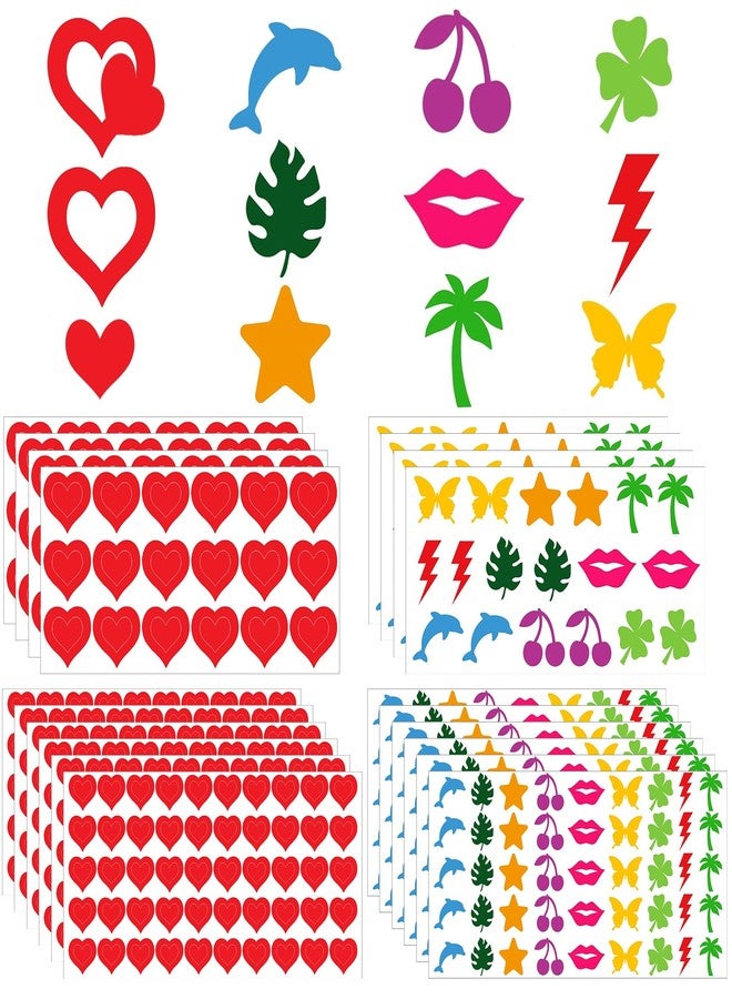 VANALIA Tanning Stickers for Body, 714Pcs Dual-Size Multi-Style Self Adhesive Removable Sunbathing Stickers, Perforated Heart Butterfly Star Tanning Bed Sticker for Women Kids Beach & Salon Supplies - Image 1