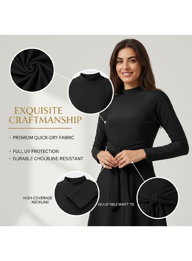 GONEO Women Muslim conservative swimsuit set Swimwear Suit Rash Guard Long Sleeve Swimsuit Surfing Bathing Suit Wetsuit sizes S-XL - Image 3