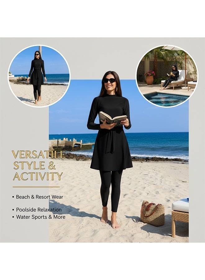 GONEO Women Muslim conservative swimsuit set Swimwear Suit Rash Guard Long Sleeve Swimsuit Surfing Bathing Suit Wetsuit sizes S-XL - Image 5