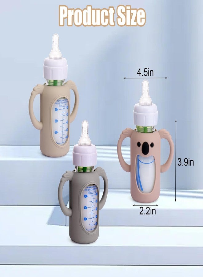 Mity rain 3 Pack Silicone Sleeves for Dr. Brown's Glass Bottles 4 OZ - Anti Breakage Baby Bottle Holder, Compatible with Dr. Brown's Glass Bottles for Babies with Handle - Image 2