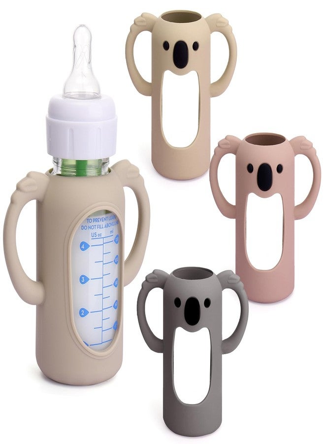 Mity rain 3 Pack Silicone Sleeves for Dr. Brown's Glass Bottles 4 OZ - Anti Breakage Baby Bottle Holder, Compatible with Dr. Brown's Glass Bottles for Babies with Handle - Image 1