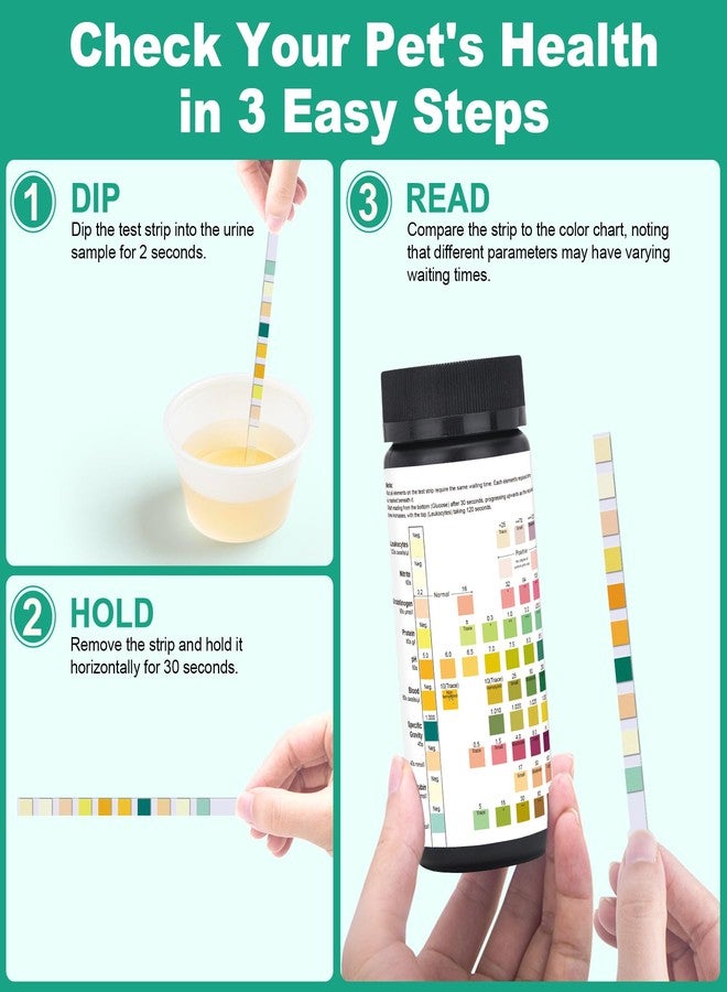 SaySummer Urine Test Strips for Dogs Cats - 50 Counts Urinalysis Test Strips for Pets 10 in 1 Testing Protein Blood Leukocytes pH Nitrite and More Dog Cat Test Kit for Pets - Image 4