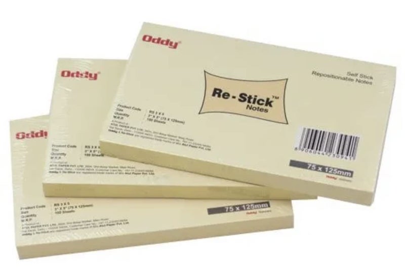 oddy Sticky Notes, 3" x 4", Pastel Yellow Sticky Notes (Pack of 3, 300 Sheets) 2X Sticking Power - Image 1
