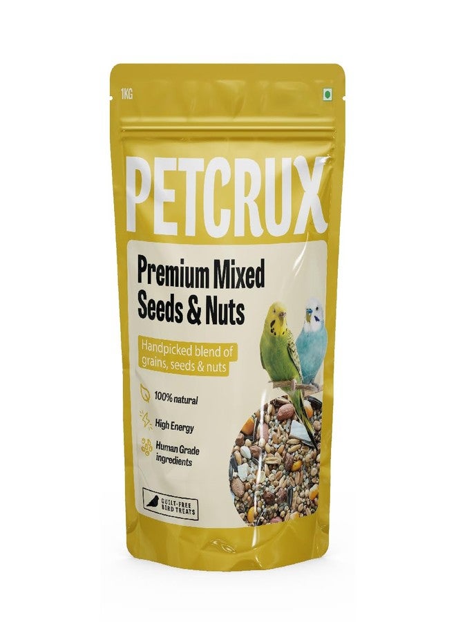 Petcrux Bird Food - Blend of 6 Grains & Mixed Seeds - Clean, Additive-Free Bird Feed with Nyjer, Millet, Oats, Sunflower - 100% Natural & Healthy Mix for All Birds (1000 g) - Image 1