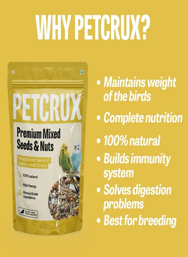Petcrux Bird Food - Blend of 6 Grains & Mixed Seeds - Clean, Additive-Free Bird Feed with Nyjer, Millet, Oats, Sunflower - 100% Natural & Healthy Mix for All Birds (1000 g) - Image 4