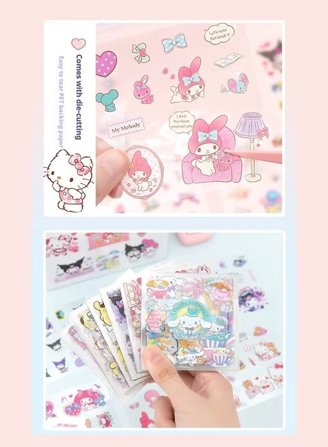 Sanrio Anime Girl Stickers - 100 Sheets Sanrio Stickers Kit, Vinyl Cartoon Aesthetic Decorative Sticker Set, Ideal for Scrapbooking, Journaling, Laptops and Room Decoration - Image 3