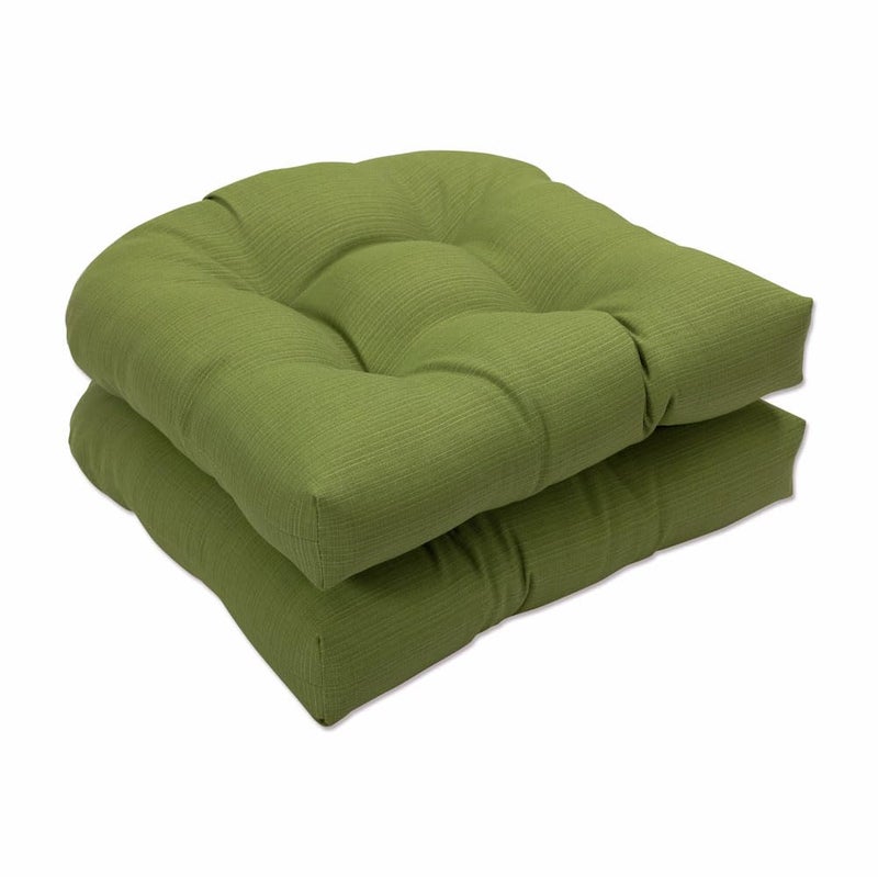 Pillow Perfect Forsyth Solid IndoorOutdoor Wicker Patio Seat Cushions Plush Fiber Fill Weather and Fade Resistant 2 Count Green Round Corner 19x19