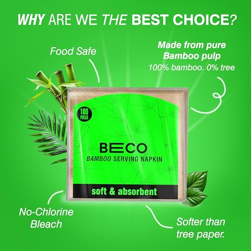 Beco Bamboo Serving Napkins, 600 Pulls, 1 Ply, Ecofriendly Tissue Papers, 100 Pulls Each (pack of 6), Biodegradable Serving Napkins - Image 3