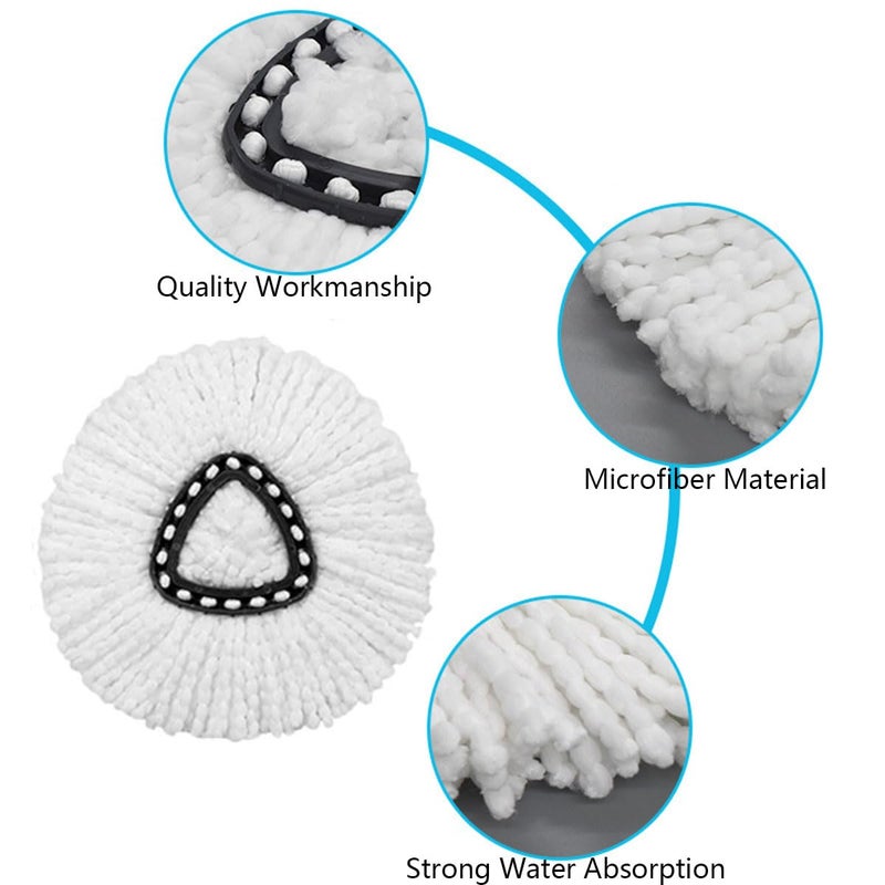 EMTK 8-Pack Reusable Mop Head Replacement for O Cedar Easywring 1-Tank System, Microfiber Spin Mop Refills Compatible with Vileda 2-in-1 Turbo Triangle - Image 3