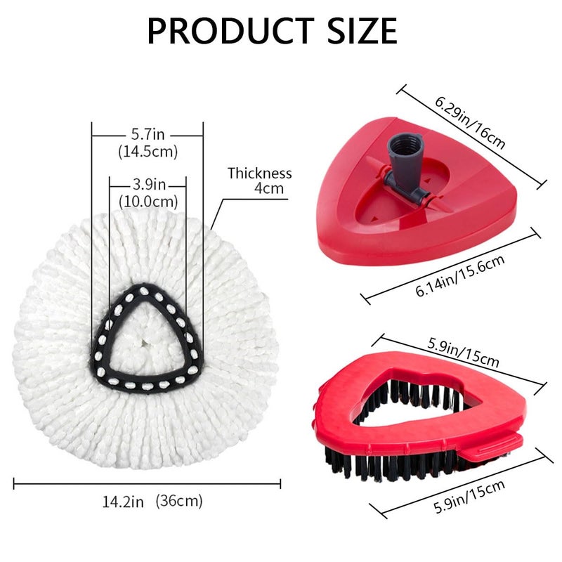 EMTK 8-Pack Reusable Mop Head Replacement for O Cedar Easywring 1-Tank System, Microfiber Spin Mop Refills Compatible with Vileda 2-in-1 Turbo Triangle - Image 2