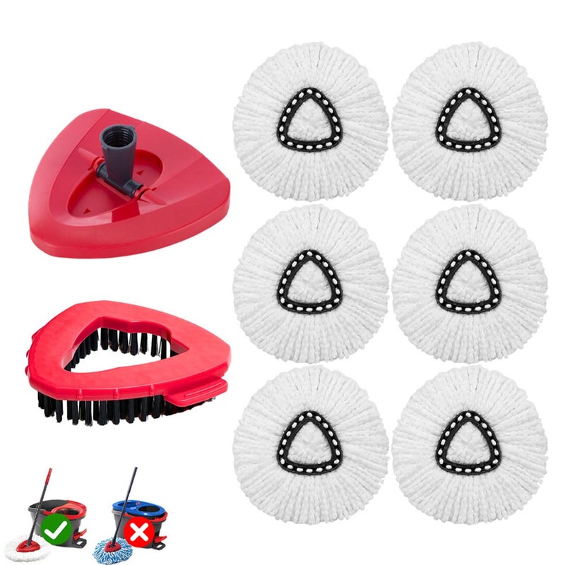 EMTK 8-Pack Reusable Mop Head Replacement for O Cedar Easywring 1-Tank System, Microfiber Spin Mop Refills Compatible with Vileda 2-in-1 Turbo Triangle - Image 1