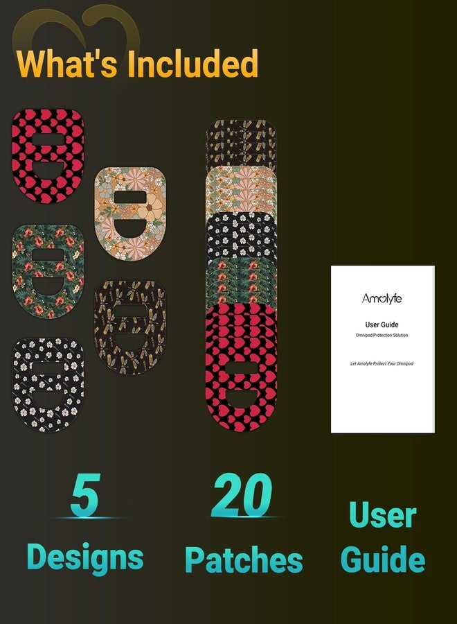 Amolyfe Omnipod 5 Adhesive Patches Waterproof, 20 Pack Amolyfe Omnipod Overpatches with Stretchable Strap, Breathable, Long-Lasting Medical Adhesive, Premium Hinged Tin (Heart) - Image 2