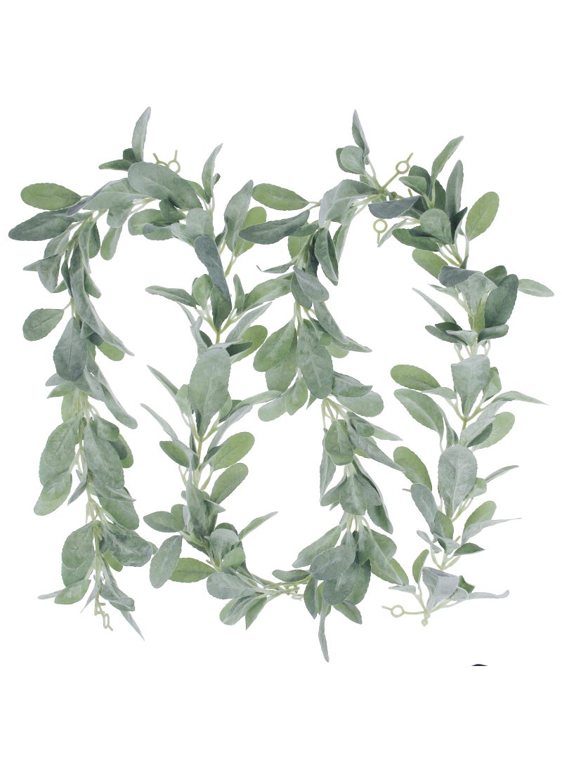 Tinsow Tinsow 62 ft Artificial Lambs Ear Garland Lambs Ear Greenery Vine Flocked Leaf Garland Autumn Faux Vine Fall Boho Greenery and Leaves for Harvest Festival Farmhouse Mantle Home Decor 