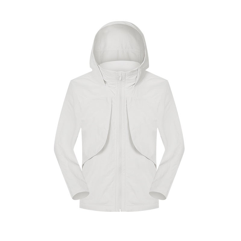 New Hooded Windproof Rainproof Jacket Womens Breathable Autumn Coat DAW012 Pearlescent white (albumin)