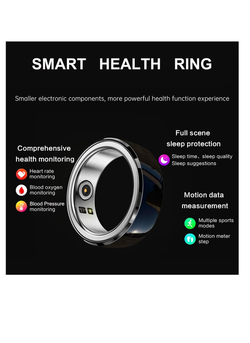 SYOSI - Smart Ring, 20mm Health Fitness Ring, Heart Rate Monitor, Sleep Tracker, Blood Pressure Ring, Pedometer, Waterproof Fitness Tracker, No App Subscription, Long Battery Life, Black - Image 1