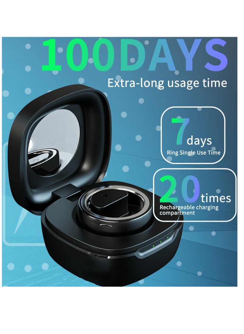 SYOSI - Smart Ring, 20mm Health Fitness Ring, Heart Rate Monitor, Sleep Tracker, Blood Pressure Ring, Pedometer, Waterproof Fitness Tracker, No App Subscription, Long Battery Life, Black - Image 1