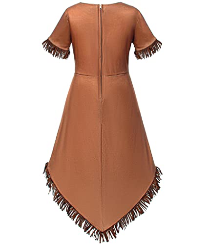 TOGROP Native American Costume Girls Dress Indigenous American Indians Kids Cosplay 4-5T Brown - Image 4