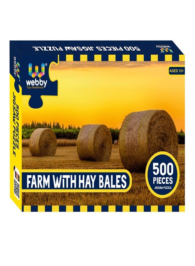 Webby Farm with Hay Bales Jigsaw Puzzle, 500 Pieces - Image 1