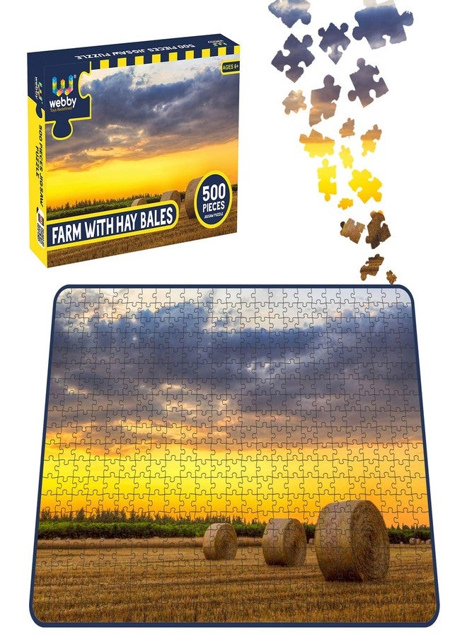 Webby Farm with Hay Bales Jigsaw Puzzle, 500 Pieces - Image 3