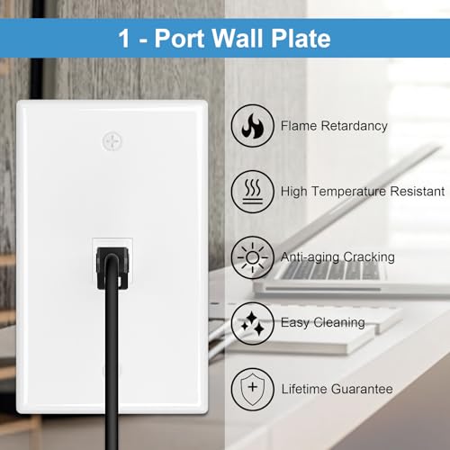 iwillink 1-Port Keystone Wall Plate 10-Pack, Low Profile Ethernet Wall Plates for Keystone Jack, White - Image 4