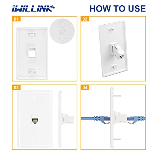 iwillink 1-Port Keystone Wall Plate 10-Pack, Low Profile Ethernet Wall Plates for Keystone Jack, White - Image 5